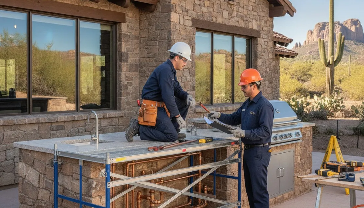 Scottsdale, AZ plumber repairing a plumbing leak for a local home service call