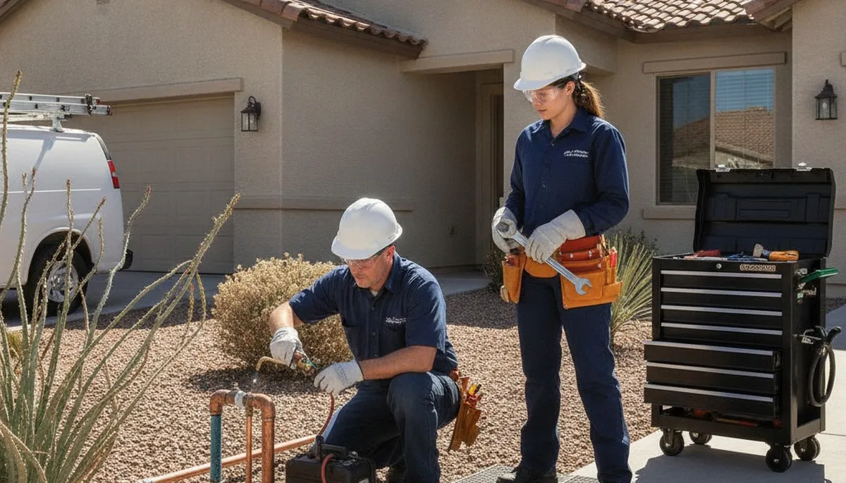 Plumber repairing a pipe in Scottsdale, AZ for plumbing repair service