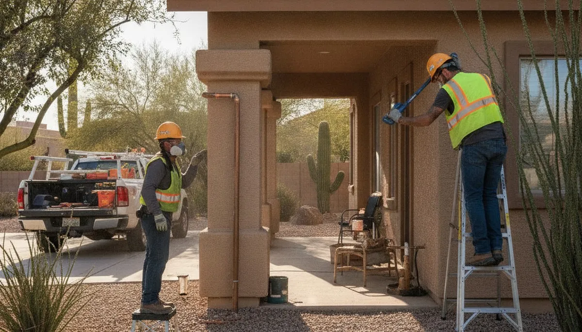 Plumber repairing a pipe in Scottsdale, AZ for plumbing repair service