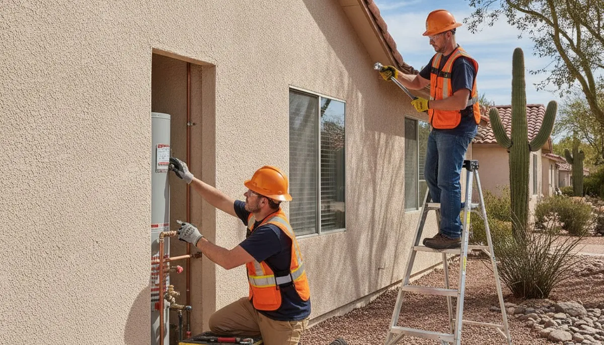 Scottsdale AZ plumber repairing a residential pipe leak for plumbing service