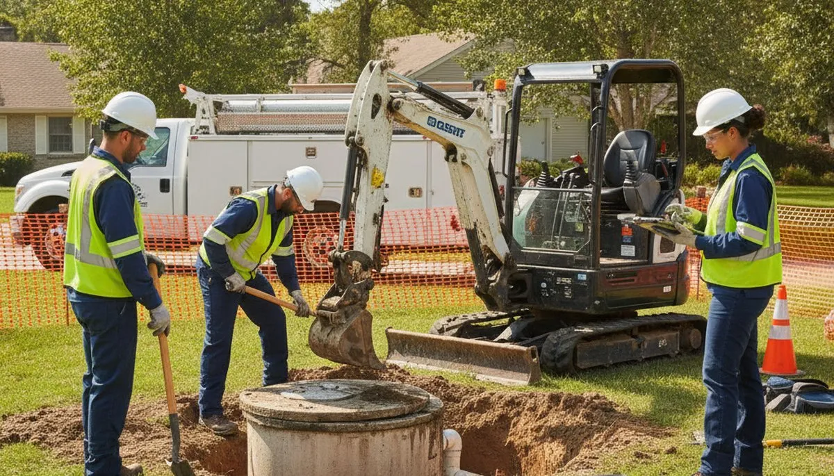 Scottsdale, AZ plumber repairing a septic system for a residential plumbing service call
